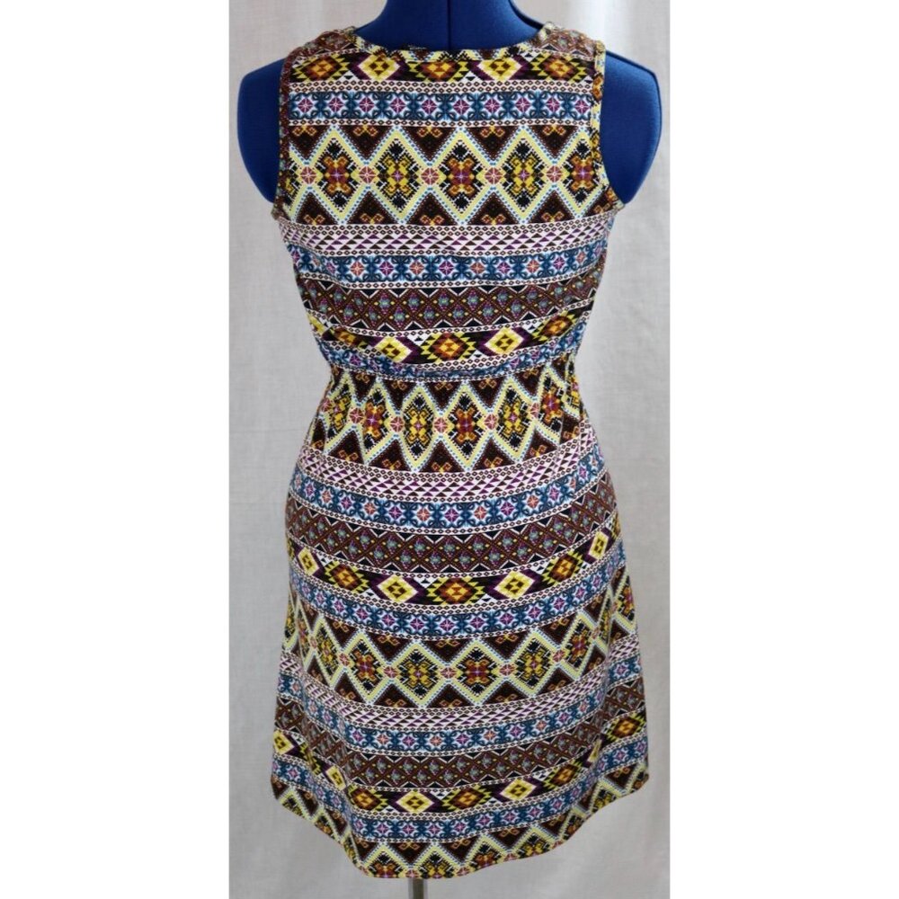 Womens M Tribal Boho Chic Lace Mini Dress Festival Artsian Capsule Multicolor - Picture 3 of 7